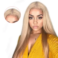 

13*6 Inch Soft & Smooth Straight Lace Front Wig Elastic Straps 103# Blonde 250D Color Synthetic Blonde Lace Wigs