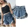 Z90097B 2017 hot style water flash denim shorts with bind for sexy ladies
