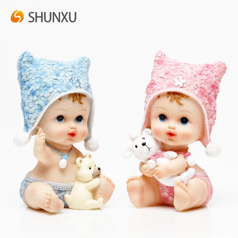 可爱的婴儿男孩和女孩树脂艺术工艺小雕像适合洗礼出生婴儿淋浴第一