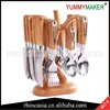 2019 hot sale pastic handle like wooden handle cutlery set