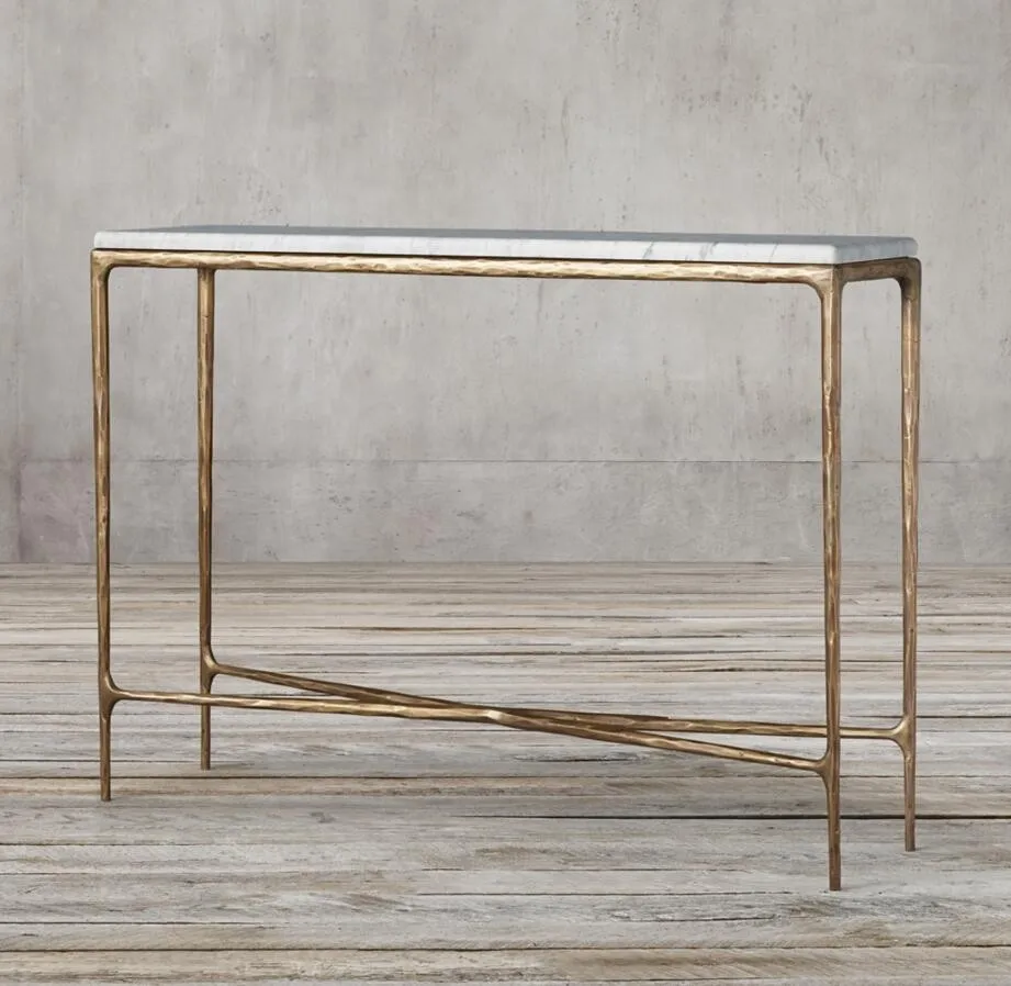 White Natural Marble Brass Bronze Console Table Vintage Buy Brass