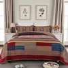 2019 Nostalgia Series Lattice Plaid Style 3pcs Patchwork Quilt Full/Queen Size Air Conditioner Bed Cover Bedspread