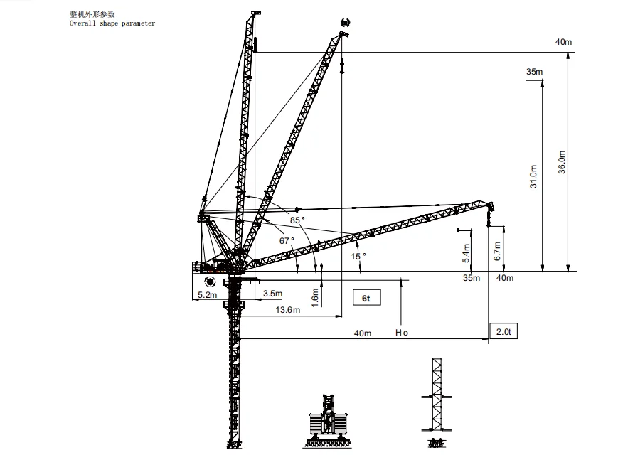 6t Load Luffing Jib Tower Crane 40m Jib Crane With Good Price - Buy ...