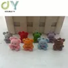 Colorful cartoon flocked animal doll, 1 inch flocking bear for capsule toy