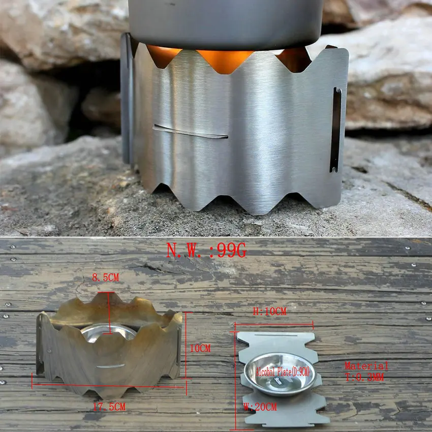 Stainless Steel Portable Solid Fuel Outdoor Stove Camping Stove For