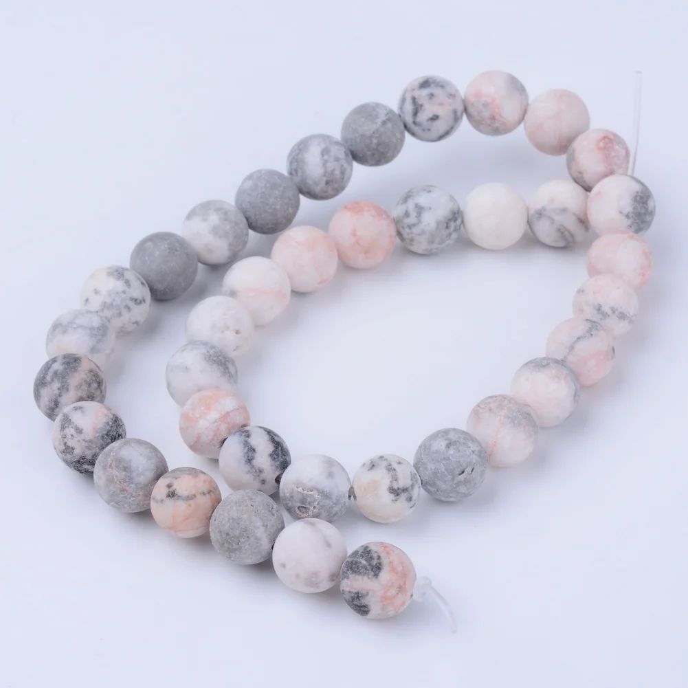 

PandaHall 6mm Zebra Jasper Natural Frosted Stone Beads