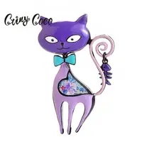 

Cring Coco Cheap Cat Pins & Brooches New Arrival Cartoon Purple Animal Zinc Alloy Coat Sweater Accessories Brooch Pin for Women