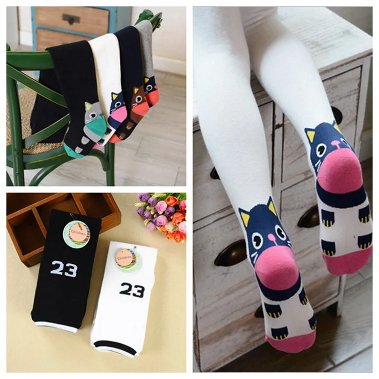 Spring Autumn Kids Tights Children Lovely Pantyhose Baby Girls Cotton Stockings Middle ChildrenSport Stockings