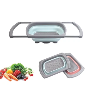Image of China Factory Hot Sale Fruit Vegetables Basket Kitchen Strainer Silicone Collapsible Colander