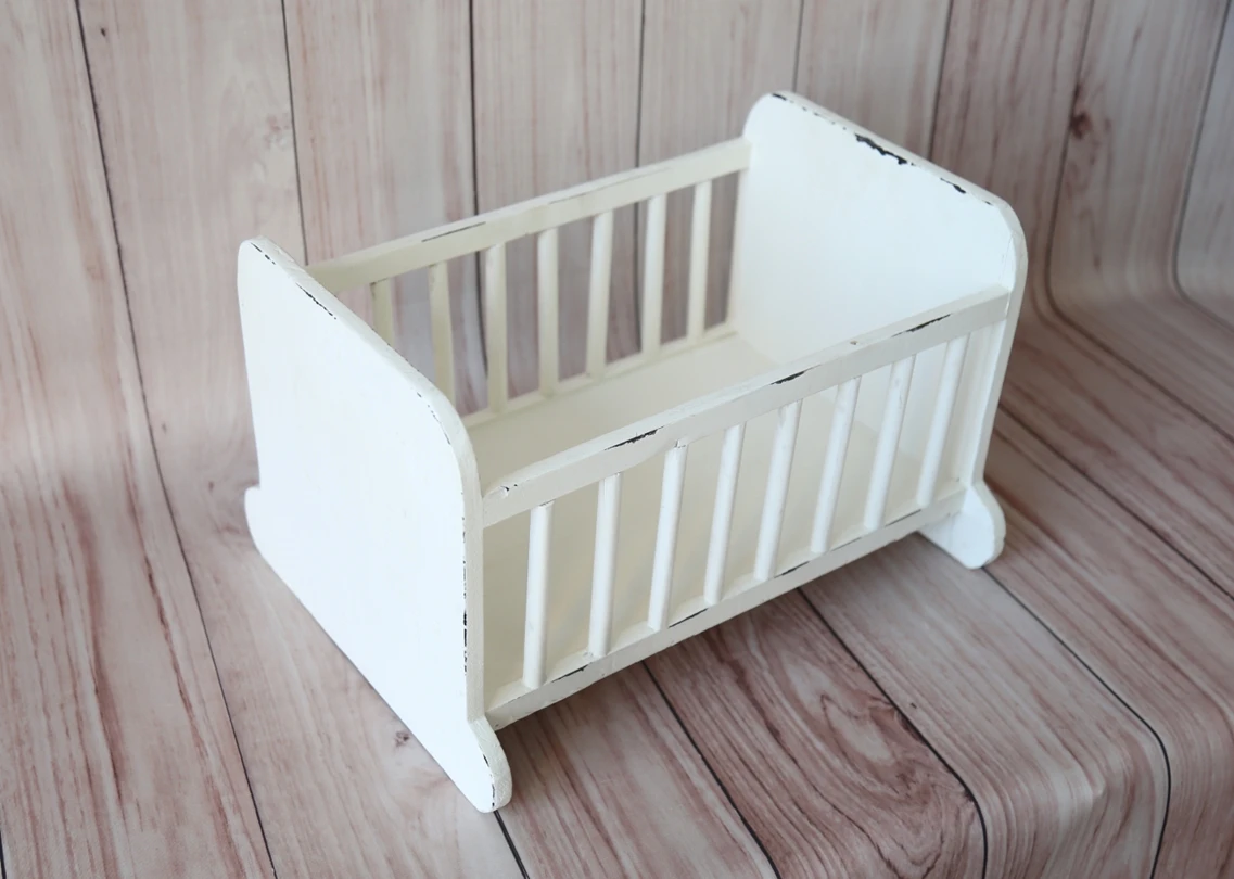 Mooyod Baby Wooden Bed Gift Photo Prop Posing Portable Durable Photography Shotting 