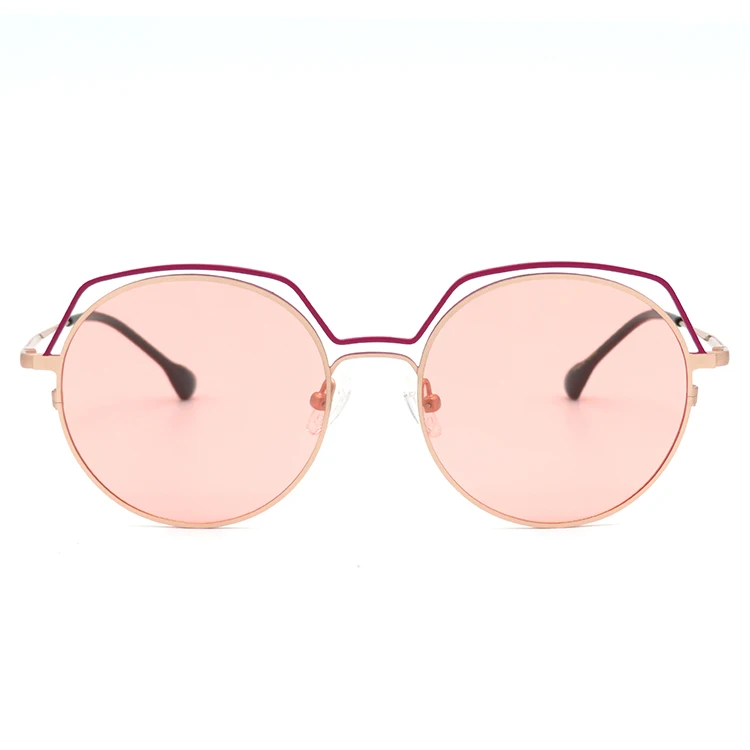 

Fashionable pink round metal sunglasses mirror lens sun glass for ladies YT-LKS-1016.C5, Green, blue, purple, pink, black ect, or custom colors
