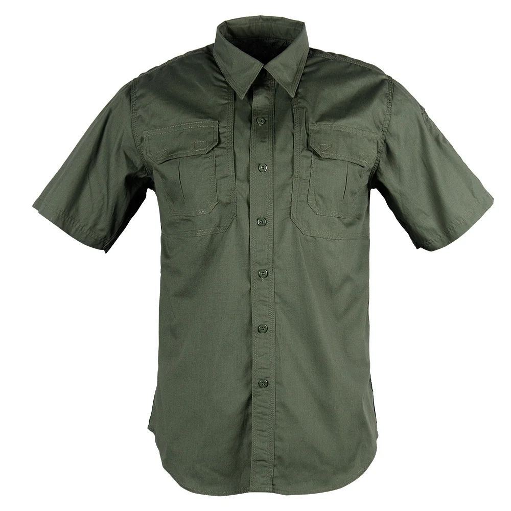 

New Model Twill Short Sleeve 2-Pockets Tactical Shirt, Olive green;khaki;black cp;tri-color desert