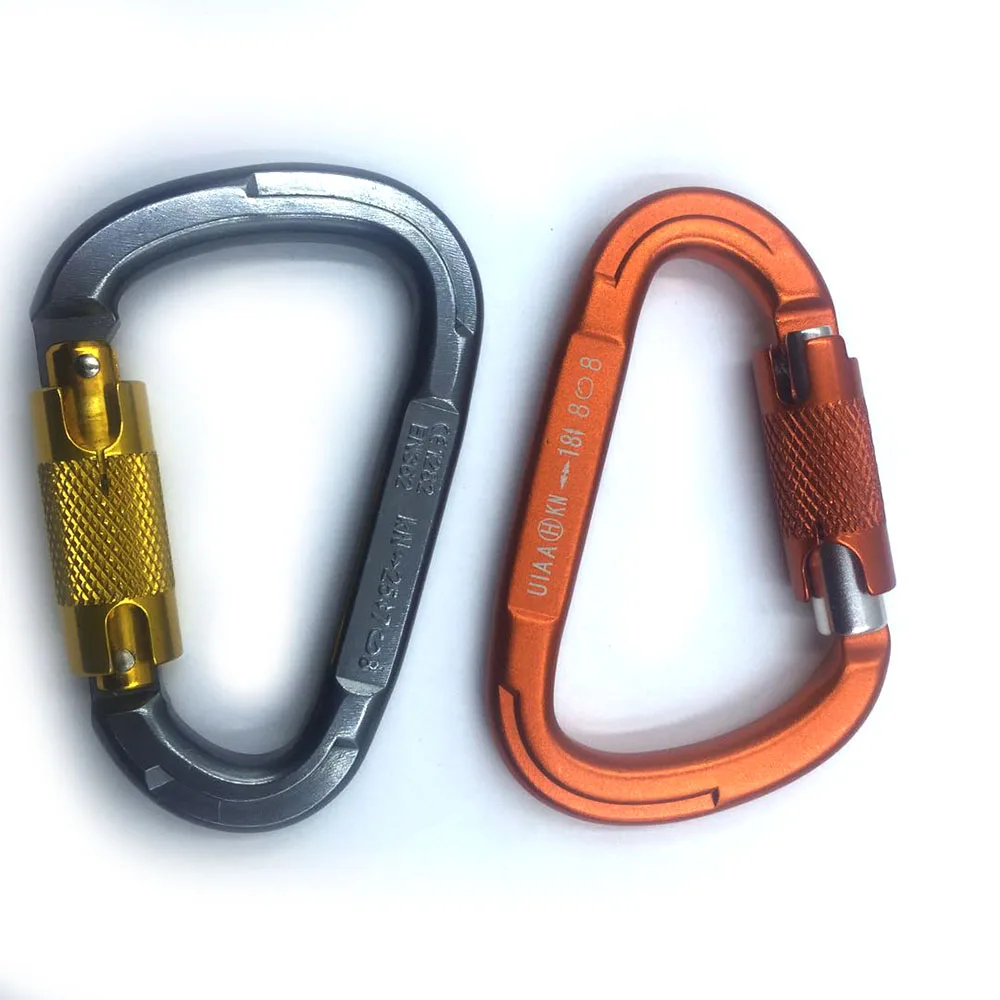BT-2458 D Shaped Colorful Tensile Aluminum 25KN Carabiner for Climbing Auto Locking Carabiner Spring Gate