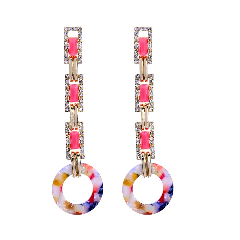 

ed01786c Gifts For Her Crystal Floral Hoop Acetate Earrings Acrylic Pink, N/a