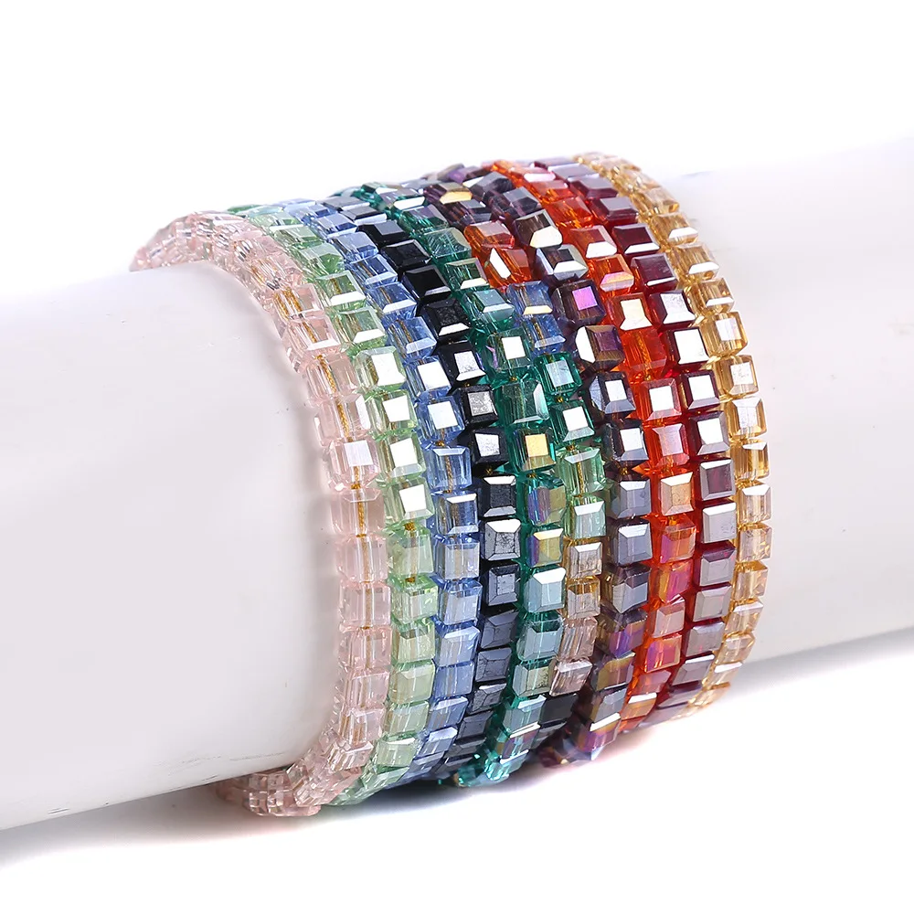 Fashion Multi Color Crystal Bracelet Handwoven Square Crystal Beads