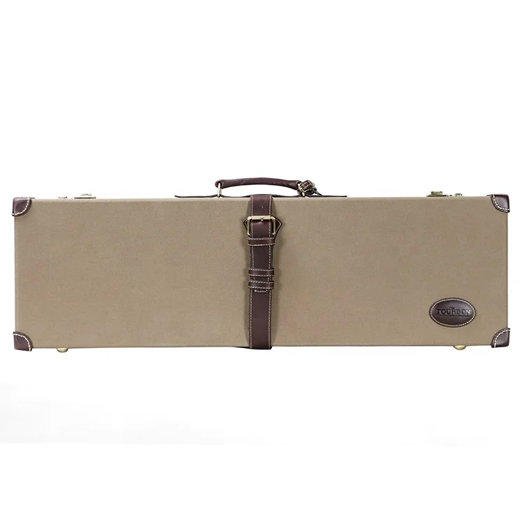 

HiBO Vintage Hunting Accessories Box Genuine Leather Hard Canvas Gun Case, Green ,or most of color canbe available