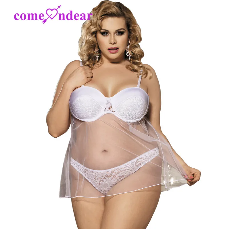 

White Transparent Beautiful Girls Plus Size Sexy Nighties
