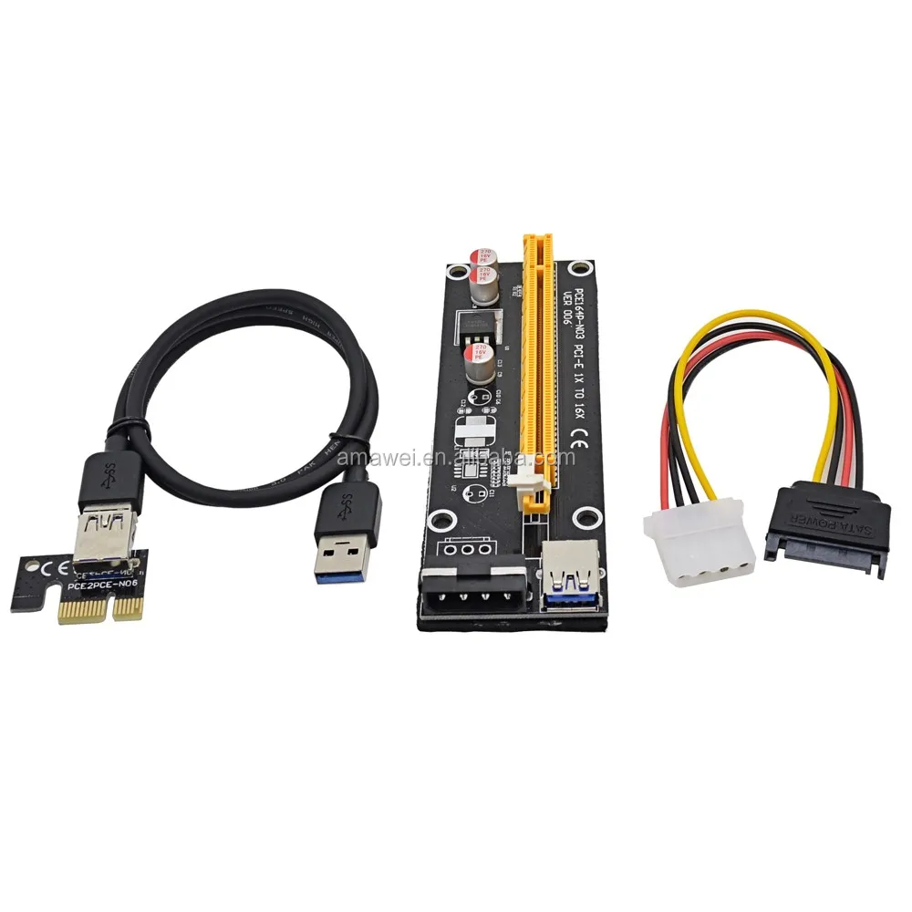 

factory 4PIN pcie riser 1x 16x molex pci-e 16x Riser Card USB 3.0 Extender Cable Sata to IDE for Bitcoin mining