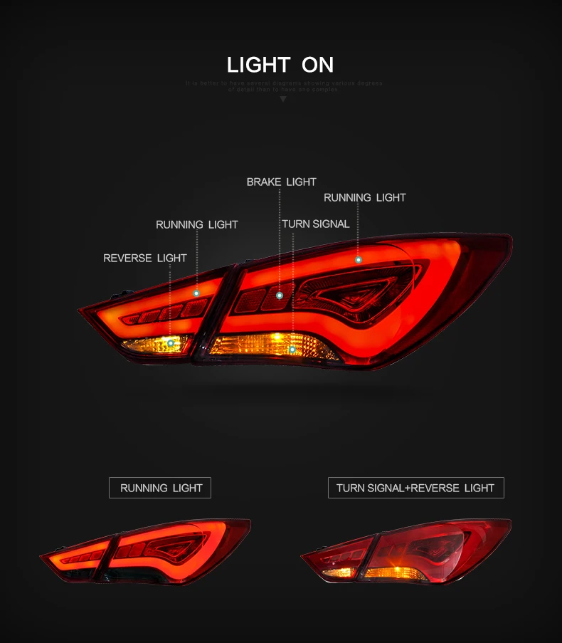 VLAND manufactory for car taillght for SONATA taillight 2011-2018 Led rear light with parking light+reverse light+turn signal