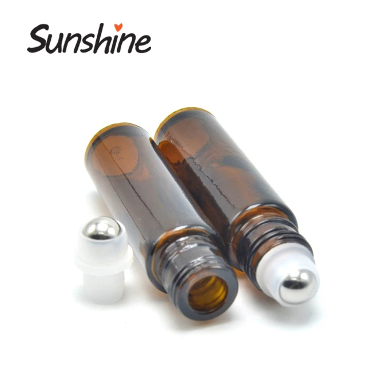 

Amber glass essential oil roller ball bottles 10ml glass roll on bottles