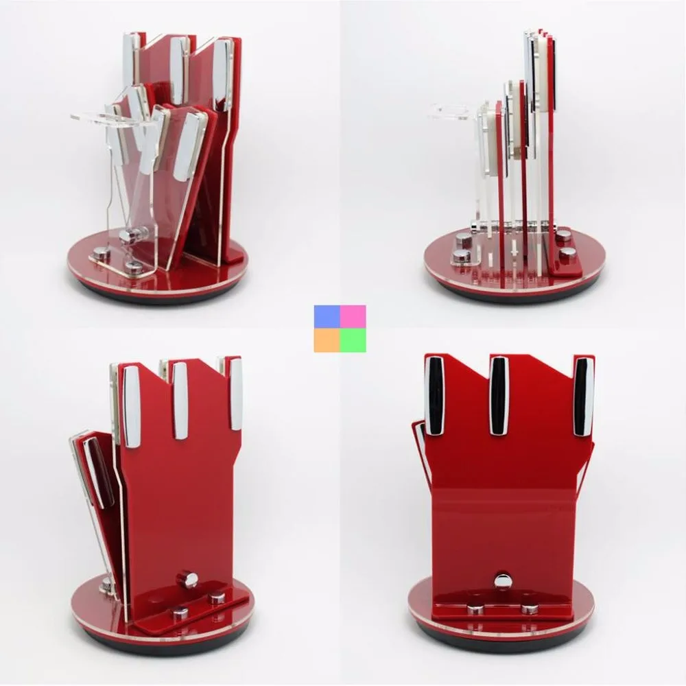 360 Rotating 3 Layer Acrylic Kitchen Knife Block Set Ceramic Knife