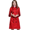 Wholesale Autumn and Spring Women Fashion Lapel Collar British Style Long Sleeve Double Breasted Trench Coat 3 Colors