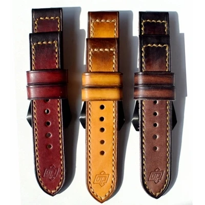 

Men and Women Customized Genuine Leather Watch Band Full Grain Leather Watch Strap for Panerai, Yellow-brown, wine red, brown