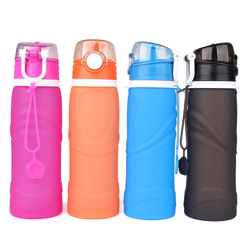 Portable Drinking Bottle Bpa Free Collapsible Silicone Folding Water Bottle