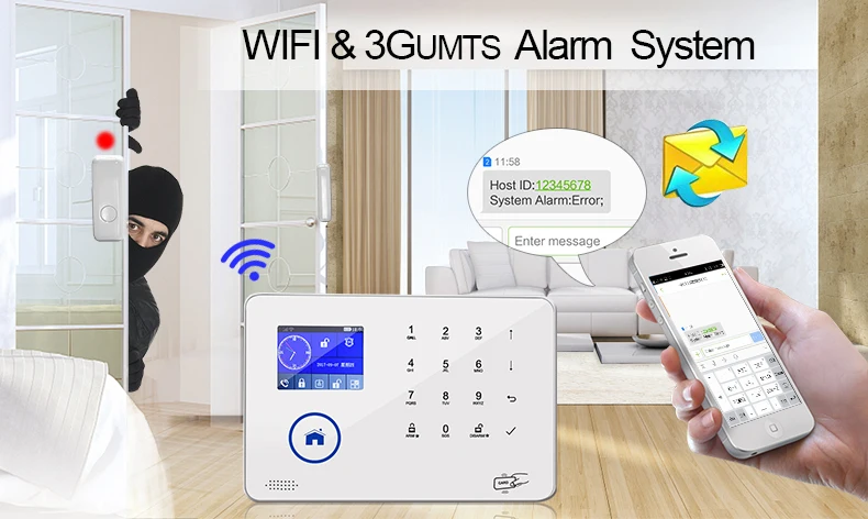 P51 IOS/Android APP WiFi IP Internet Wireless Home Security Alarm Burglar System 