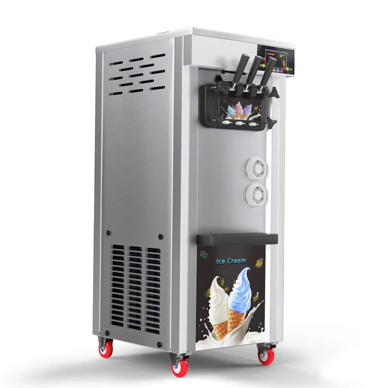 Commercial Soft Ice Cream Maker Two-cylinder Three Color Fruit-flavored Vertical Ice Cream Machine  WT/8613824555378