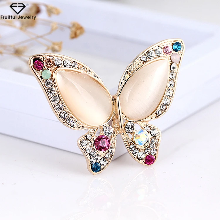 

Opal Rhinestone Butterfly Brooch For Women Fashion Good Gift Factory Wholesale Crystal Brooch Rhinestone Butterfly Brooch