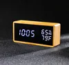 Whole stock Bamboo qualitative Temperature and humidity creative electronic clock LED digital clock voice control alarm clock