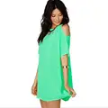 XXXL Large size Women s Elegant Sexy off shoulder Strapless Short Sleeved Chiffon Casual Mini Dress
