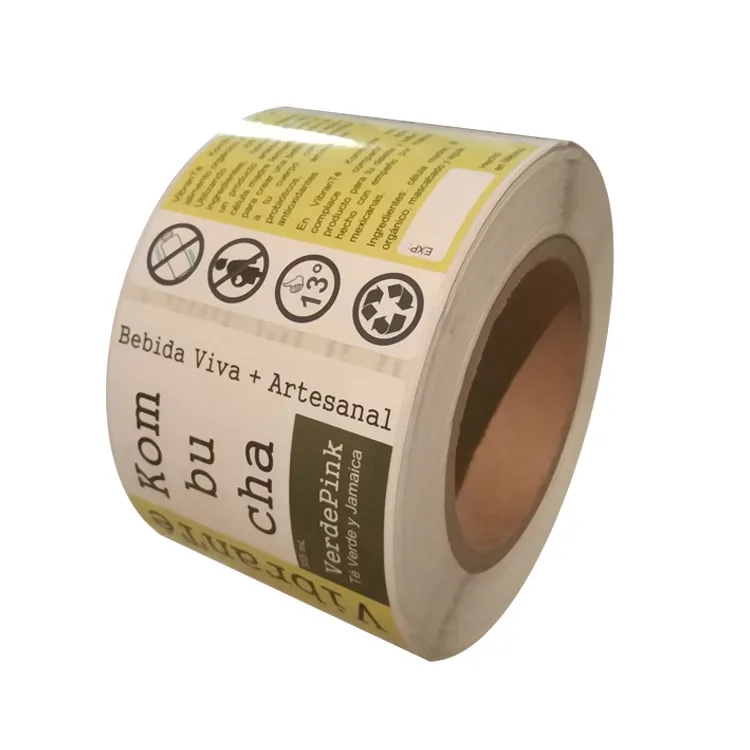 
Custom Waterproof Synthetic Paper Bottle Label, Adhesive Roll Logo Label Sticker, Custom Adhesive Bottle Label Printing 