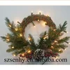 Artificial christmas wall hangings christmas holly wreath with berry and flower ornament