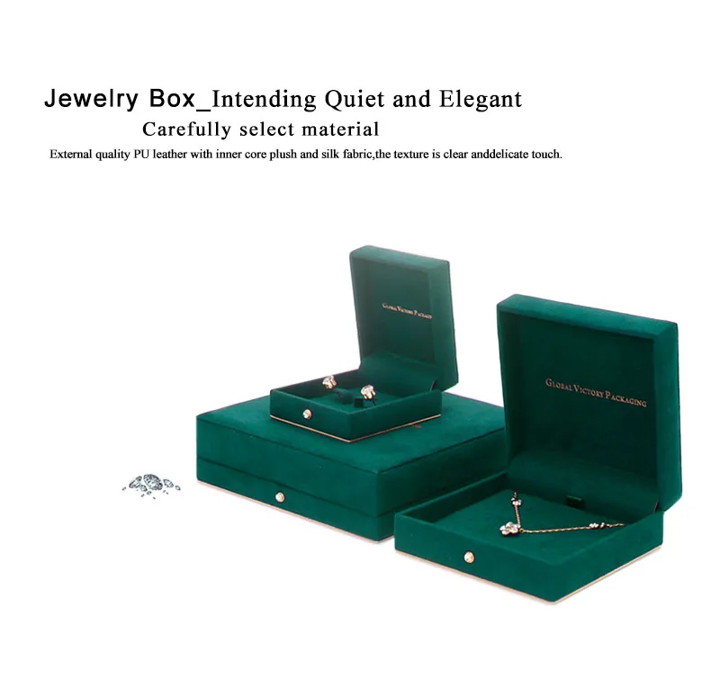 Custom Elegant Dark Green Velvet Jewelry Box - Buy High Quality Jewelry ...