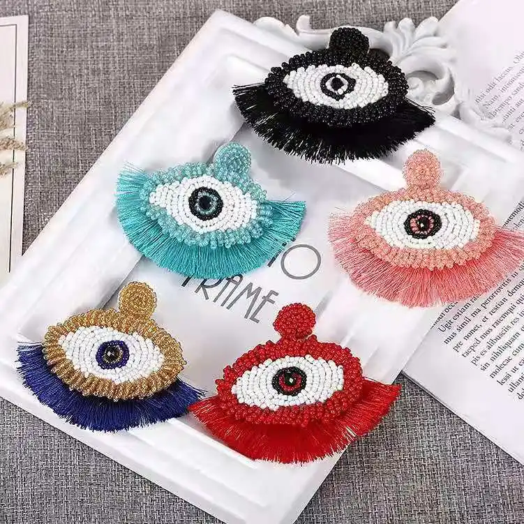 

CM-xinyee Fashion New Designs Women Statement Eyes Tassel Earrings For Girls jewelry Accessories, As picture