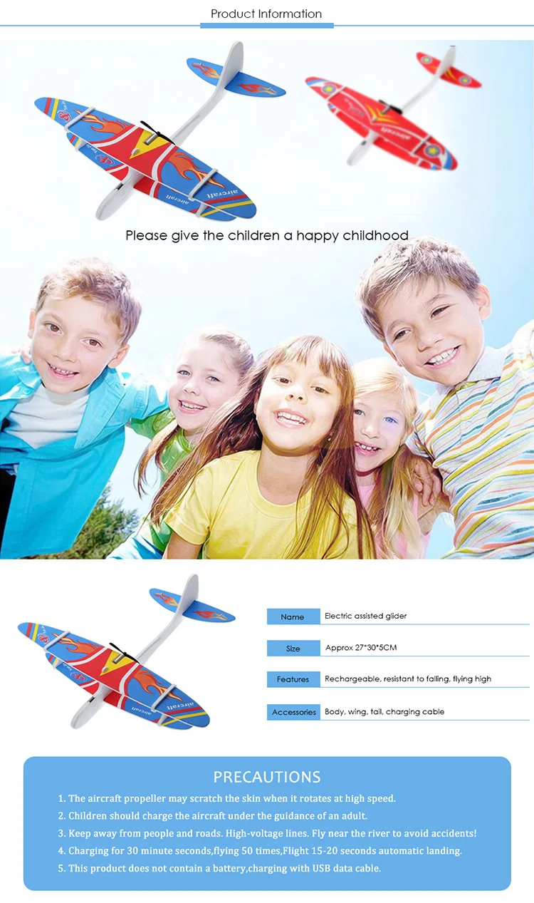 Diy Biplane Glider Epp Foam Hand Throwing Aircraft Powered Flying Plane