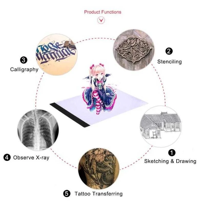 
Hot selling high quality 3 Dimming adjustable A4 LED light pad Led Drawing Board Light-up Tracing Pad for Kids and students 