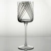 Handmade Black and White Strip Clear Color Stemware 12 Ounce Wine Glass