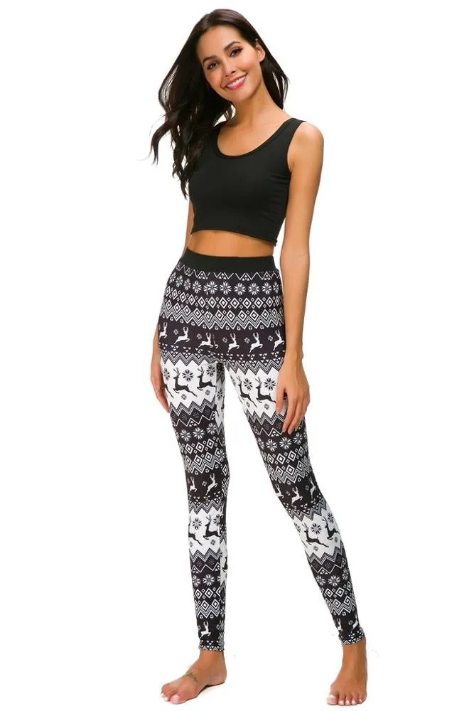 New Hot Sale Christmas Printed Skin Tight Leggings Women Colorful