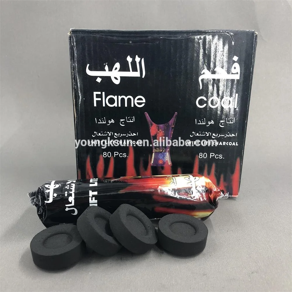 
YKS 33mm pure bamboo Flame coal round shisha charcoal tablets for sale 