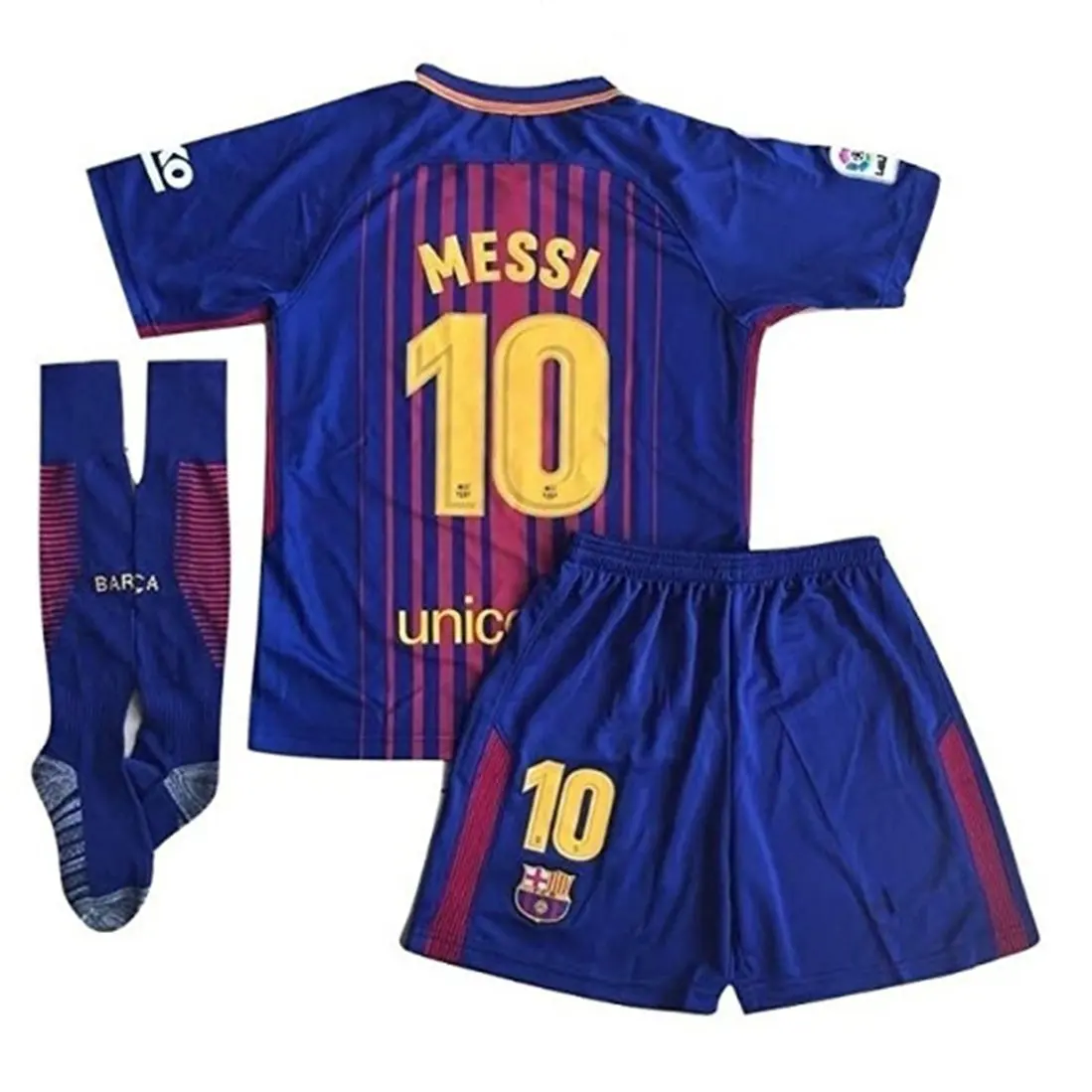 Soccer PJs Barcelona Messi Pajama Barca #10 Soccer t-Shirt & Shorts Kids Set 100% Cotton Sport Sleepwear Jammies