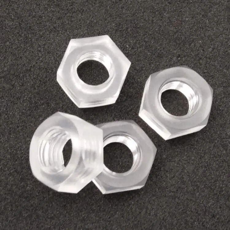 
M4 Clear Plastic PC Hex Nuts for Bolts Fastener Polycarbonate Standard DIN 934 