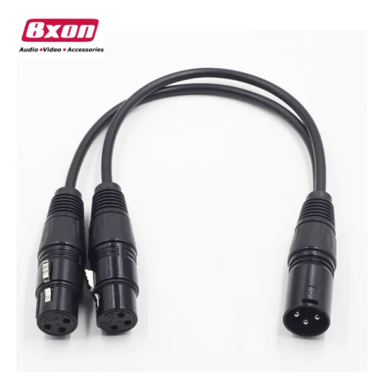 

30cm XLR Male to double XLR Female Microphone Y Splitter Cable, Black