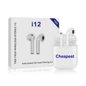 Cheapest i12 TWS Wireless Earphones, i12s Touch Sensor Sport Mini Headphones in Ear with Mic for both Android and iOS Cellphones