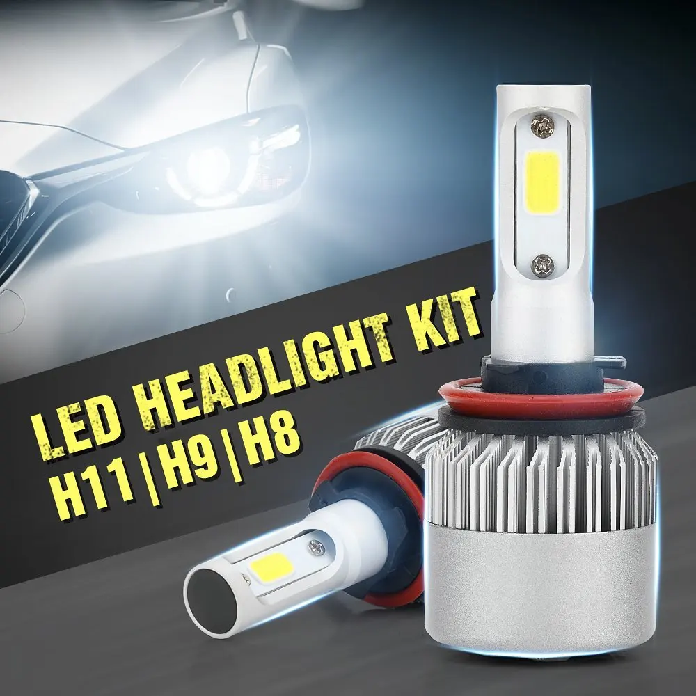 DOGOO H8 H9 H11 COB LED Headlight Conversion Kit, 80W 6000K 8000LM LED Headlight Bulbs Conversion Kit,Cool White (H8/H9/H11)