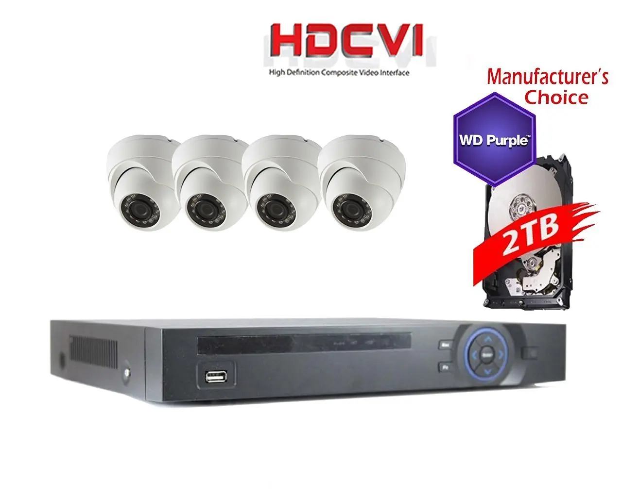 iCare 1080P Package: 8CH HDCVI DVR 2TB WD Purple HDD Pre-installed + 4 x 2MP IR Mini Dome Camera, 3.6mm, 2 years warranty, Local Support