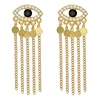 New fashion long drop tassel gold chain stassel evil eye earrings