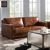 Full genuine leather bench sofa bending double sided for sale grey 2 seater
